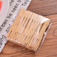 ราคา ชิ้น 100 แพ็ค ทิ้ง ใช้ แบบ 9cm ขนาด เล็ก ส้อม ไม้ จาก ทำ ผลไม้ จิ้ม ไม้ (44950267116)