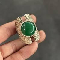 ราคา คอลเลกชันโบราณโบราณโบราณราชวงศ์ชิงเก่ามรกตสีไข่ใบหน้าแหวนเงินเก่าฝังเปิดดอกไม้บานที่อุดมไปด้วยแหวนประแจนิ้ว10.14.3 (43974068396)