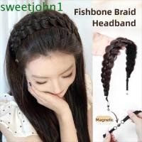 ราคา SWEETJOHN ที่คาดผมถักวิกผม, Headwear แม่เหล็ก Fishbone Braids ยางรัดผม,เครื่องประดับผมวิกผม Handmade สังเคราะห์ปรับ Retro Head Hoop สวมใส่ทุกวัน (51450671985)