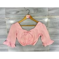 ราคา ส่งต่อเสื้อครอปสั้น ผ้าทอสำชมพู งานจั้มเอว มีซับใน อก32“ งานป้าย Bellita ผ้าดี ทรง สี ตามภาพ (24551552877)