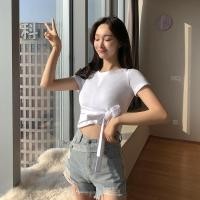 ราคา เสื้อครอปผูกเอว คอกลมผูกข้างสไตล์สายฝอ เอวลอยผูกเอวเพิ่มความเซ็กซี่ ใส่สบาย (23326123557)