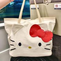ราคา ♞,♘Sanrio HelloKitty Hello Kitty Tote Bag Large Capacity Canvas Bag Female Cute Cartoon Portable Sh (24079481182)