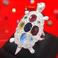 ราคา แหวนเต่านพเก้าแท้ แหวนเงินแท้ ชุบทองคำขาว พลอยนพเก้าแท้ (พลอยแท้ครบตามตำรา) YTG-1060 (24090341289)