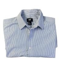 ราคา H&M เสื้อเชิ๊ตแขนยาว เสื้อลายทาง H&M ของแท้ มือสองสภาพดี (20745611734)