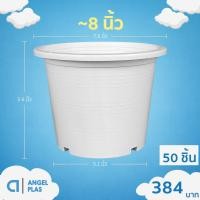 ราคา กระถาง กระถางต้นไม้ ทรงกลม เบอร์ 8 7.5 นิ้ว สีขาว (17323779284)