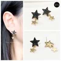 ราคา ต่างหูเพชรรูปดาวเพชรสีเทาดำ (4669143922)