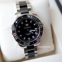 ราคา Used like new Tag Heuer Aquaracer black ceramic diamond (WAY131c) ปี2019 ขนาด 35 MM. หน้าดำ หลักเพชร กระจก Sapphire (5684756879)