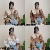 ราคา เสื้อคอปกแขนยาวแต่งปกลายสก็อตและขอบลูกไม้#WW1506 ตาราง-ลูกไม้ (21134714418)