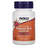 ราคา Now Foods High Potency Vitamin D-3 125 mcg (5,000 IU) 120 Softgels (5971692181)