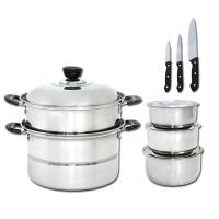 ราคา SWAN ชุดหม้อสเตนเลส no5. หม้อซึ้งนึ่ง 2 ชั้น ขนาด 24 cm แถมฟรี หม้อแขก 3ใบ และชุดมีด 3 เล่ม (5422648089)