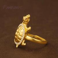 ราคา 24K บุคลิกภาพความคิดสร้างสรรค์เพชร-Emped มงคล Beast เต่าทองขนาดเล็กเปิดแหวนทอง FJ1706 (40716776348)