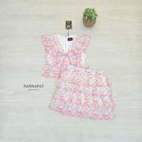 ราคา " WEE " Nannapat NP2405 ชุดเซ็ท2ชิ้น เสื้อแขนระบายผ้าชีฟองลายดอกไม้สีชมพู+กระโปรงสั้นขนมชั้น(ซับในกางเกง) (42502732185)