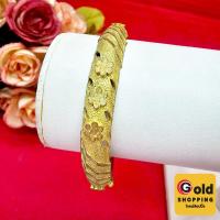 ราคา กำไลทองเหลืองโบราณลายดอกไม้ ตะขอคลิปล็อค เส้นผ่านศูนย์กลาง 5.5 ซม. งานทองเหลืองแท้ งานดิบไม่ได้ชุบ ทองเหลืองโบราณ (42852015383)