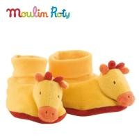 ราคา Moulin Roty ถุงเท้า เด็กอ่อน รองเท้าเด็กอ่อน สำหรับแรกเกิด - 9 เดือน Les Loustics Baby Slippers MR-636010 (รูปยีราฟ) (50283696)