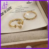 ราคา 18k Gold Light Luxury Micro ฝังเพชร Rose ดอกไม้ซ้อนเปิดแหวน RXW318 (41216271694)