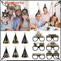 ราคา NORBORTO 6/12/18 ชิ้นแว่นตาคริสต์มาส, สวัสดีปีใหม่ 2025 กระดาษ Xmas กรอบแว่นตา, Glitter สีดําทองเด็กโปรดปรานทิ้งหมวก Christmas Party Supplies (47650074514)