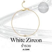 ราคา A.CEMI White Zircon Nova Bracelet สร้อยข้อมือพลอยแท้ เพทายขาว สร้อยคอเงินแท้ ชุบทอง 18K โกลว์ (25966134063)