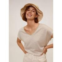 ราคา เสื้อคอวีไหมดิ้นเงินดิ้นทอง แบรนด์ MANGO เสื้อยืดธรรมดาแต่ดูหรูหรามาก (8645573003)