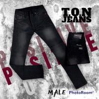 ราคา กางเกงยีนส์ กางเกงขายาว กางเกงยีนส์ขาวยาว ทรงเดฟ ผ้าฟอกสนิม ขาดเข่า กางเกงยีนส์ชาย เป้ากระดุม Size.28-36 (18932553633)