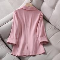 ราคา เสื้อสูทขนาดเล็กผ้าลินินและテンセルสำหรับผู้หญิง สไตล์เกาหลี ฤดูใบไม้ผลิ/ฤดูร้อน สีแดง แขนพอดีตัว (42669443922)