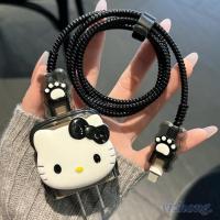 ราคา กรณีเครื่องชาร์จสําหรับiphone 18W/20W GirlyสีดําHello KittyรูปแบบWave Edgeชาร์จProtectorข้อมูลสายเกลียวกัดนุ่มสําหรับLightening Android Mirco-USB Type-C (25384842421)