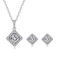 ราคา ♎ ♎ Princess Cut Moissanite 1Carat จี้ 0.5Ct ต่างหูชุดสเตอร์ลิงที่สวย (26650954953)
