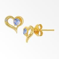 ราคา A.CEMI Moonstone Heart Earring ต่างหูพลอยแท้ มูนสโตน ต่างหูเงินแท้ ชุบทอง 18K ของขวัญ (11648991796)