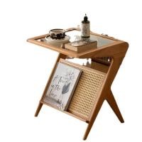 ราคา Nordic ไม้ห้องนั่งเล่นโต๊ะข้าง,โซฟามือสอง,Leisure Storage Rack, movable สไตล์ญี่ปุ่นแก้วหวายโต๊ะกาแ (27323087157)