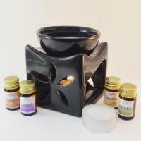 ราคา Panita ชุดเตาอโรมาดำ + น้ำมันหอมระเหย 5 cc 4 ขวด + เทียน 1 แพค (264907011)