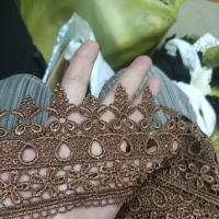 ราคา ผ้าลูกไม้ เรยอง สีน้ำตาลหน้ากว้าง 3 นิ้ว (2494276666)