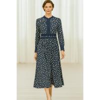 ราคา เดรสแม็กซี่สีกรมท่าลายดอกไม้แต่งลูกไม้@SP032 (42106403822)