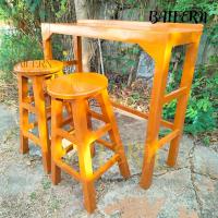 ราคา ส่งฟรี ชุดโต๊ะบาร์กาแฟและเครื่องดื่มไม้สัก พร้อมเก้าอี้ ขนาดโต๊ะ 120*40 สูง 105 ซม. สีย้อมไม้สัก พร้อมส่ง (26288662305)