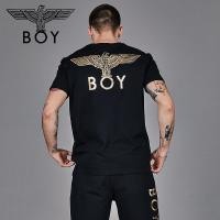 ราคา Boylondon Official Bronzing Eagle Print Couple Outfit Short Sleeve T-shirt Men's Women's T-shirt (7571788531)