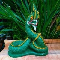 ราคา พญานาค นาคราชสีเขียว งานลงสีประดับกากเพชร สูง25ซม.ผ่านพิธีปลุกเสกแล้วจากคำชะโนด เสริมโชคลาภเงินทองร่ำรวย (22439108947)