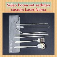 ราคา ชุดช้อนสลักชื่อที่กําหนดเองตะเกียบเกาหลีหลอดสแตนเลส (41572681755)