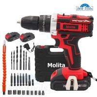 ราคา Molita สว่านไร้สาย 198V สว่านกระแทก 3 ระบบ แบตเตอรี่ 2 ก้อน สว่านแบต สว่านพร้อม ดอกสว่าน และ อุปกรณ์ รวม32ชิ้นสีแดง (12595978910)