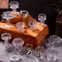 ราคา เชิงเทียนดอกบัวแก้วยกฐาน สวยงาม เนื้อแก้วดี ลายนิยม ใส่เทียน (19278161075)