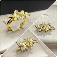 ราคา (3-1)แหวนผีเสื้อบินคู่ชุบทอง แหวนจิกไข่ปลา เพชรczแท้ (46200567124)