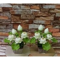 ราคา ดอกบัวเล็บสีดา ดอกบัวดินปั้น งานดอกไม้ประดิษฐ์จากดินไทย สูงประมาณ 8" ราคา/กระถาง (17563824894)