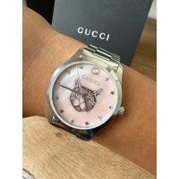 ราคา Gucci G-Timeless Pink Mother of Pearl Dial Stainless Steel Watch นาฬิกาแฟชั่นลายแมว สีชมพู หน้าปัดเปลือกหอยแท้ (28038528713)