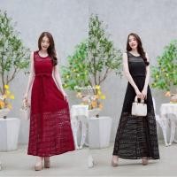 ราคา เดรสยาวสีดำ สีแดง ลูกไม้แขนกุด ใส่ได้หลาบโอกาส ใส่เที่ยว ใส่ออกงานได้ น่ารักๆ ตรงปก นางแบบใส่งานจริง (41300671456)