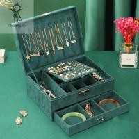 ราคา กล่องใส่ทอง กล่องใส่ทอง กล่องใส่เครื่องประดับ ✹สองชั้นขนาดใหญ่เจ้าหญิงยุโรปสักหลาดกล่องเก็บเครื่องประดับที่เรียบง่ายก (17572979958)