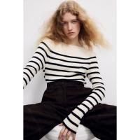 ราคา H&M(เอชแอนด์เอ็ม) เสื้อท็อปคอเรือแบบถักริบ ผู้หญิง 1227735_3 (28857757877)