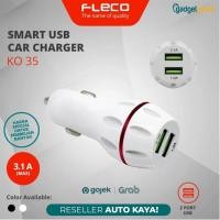 ราคา ที่ชาร์จแบตในรถ Dual USB Saver Fleco KO-35 Batok Adaptor Charger Mobil 3.1 A Fast Charging คุณภาพสูงต้นฉบับ (22110785469)