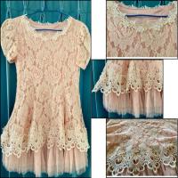 ราคา เดรสสีชมพูลูกไม้แก้ว งานมือสอง (24266574013)