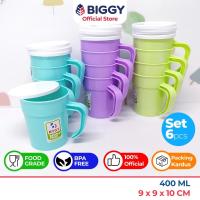 ราคา บิ๊กกี้ ชุดแก้วดินเผาธรรมดา 6 ใบ 400มล / ถ้วยพลาสติก / แก้วพร้อมฝาปิดสําหรับของที่ระลึกวันเกิด (26642212658)