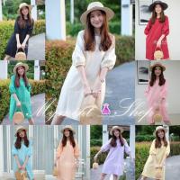 ราคา เดรสผ้าฝ้ายแขนบอลลูน ชุดผ้าฝ้าย ชุดพื้นเมือง (18500512325)