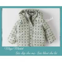 ราคา Zara Kids เสื้อแจ็คเก็ตพัฟเกอร์มีฮู้ดลายจุดสีน้ําเงิน (29738775779)