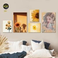 ราคา ชุดภาพวาดติดผนัง 5 ชิ้น, ภาพวาดตกแต่งห้องนอนสไตล์นอร์ดิกเพื่อตกแต่งผนัง, โต๊ะเรียน, ภาพวาดติดผนังพร้อมกาว (29090028423)