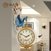 ราคา นาฬิกาแขวนสไตล์ยุโรป งานฝีมือหรูหรา พร้อมการออกแบบสองด้าน มีลายนกยูง สวยงามและสร้างสรรค์สำหรับห้องนั่งเล่นหรือครัวเรือน (40821623934)